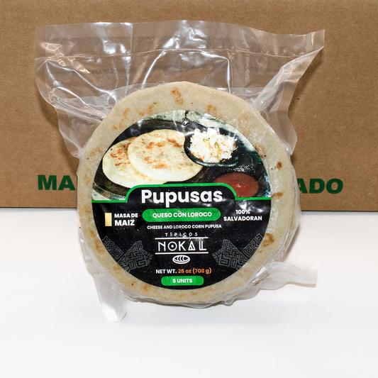 Caja de Pupusas de Queso con Loroco ( 15 x 5 pack) - Authentic Salvadoran Product