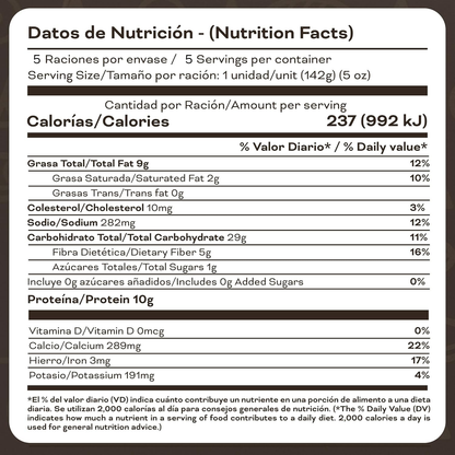 Pupusas de Maíz Revueltas (paquete de 5) - Producto Auténtico Salvadoreño